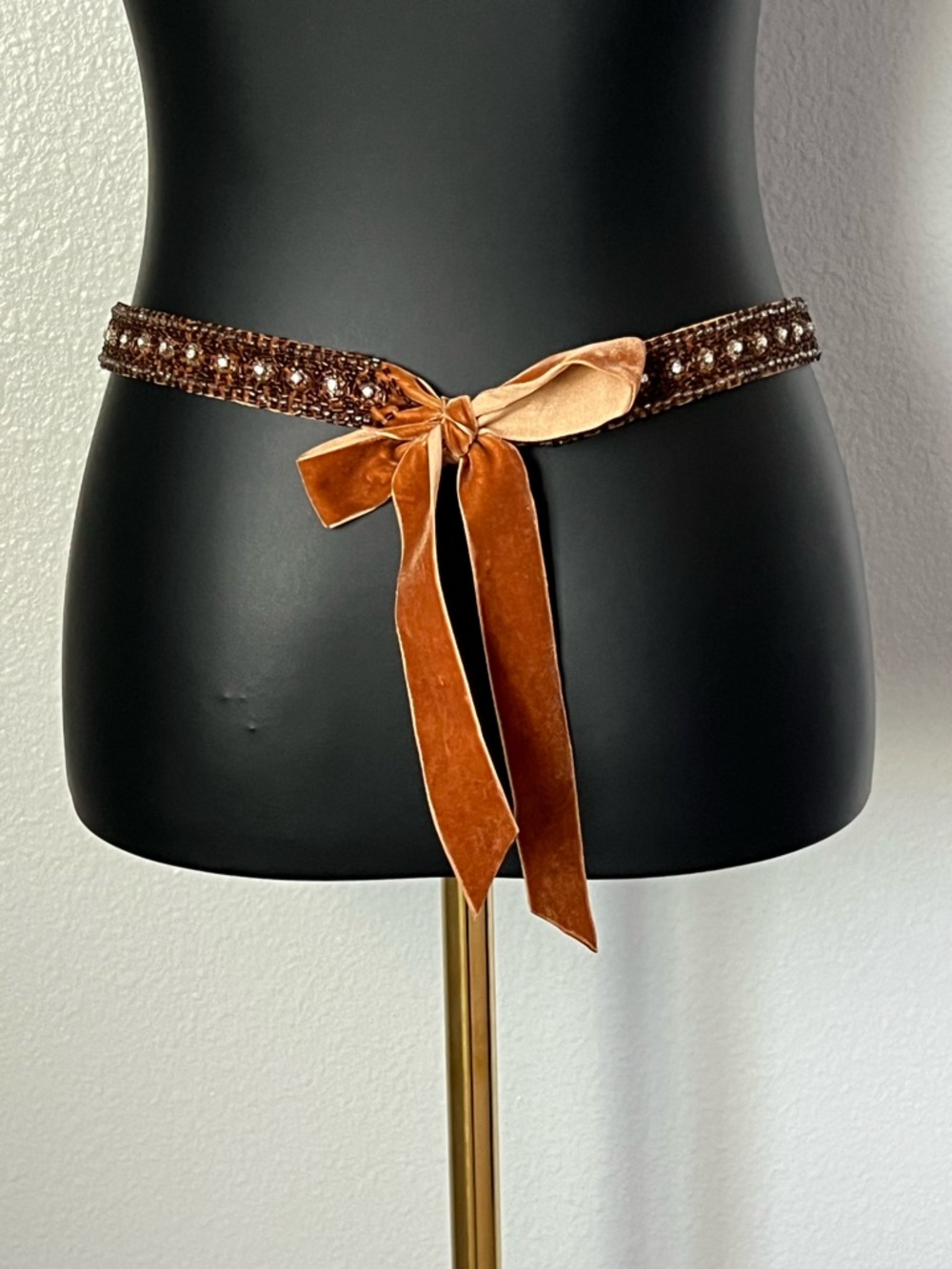 J. Crew Copper Beaded Accent Waist Ribbon Belt - Picture 2 of 3